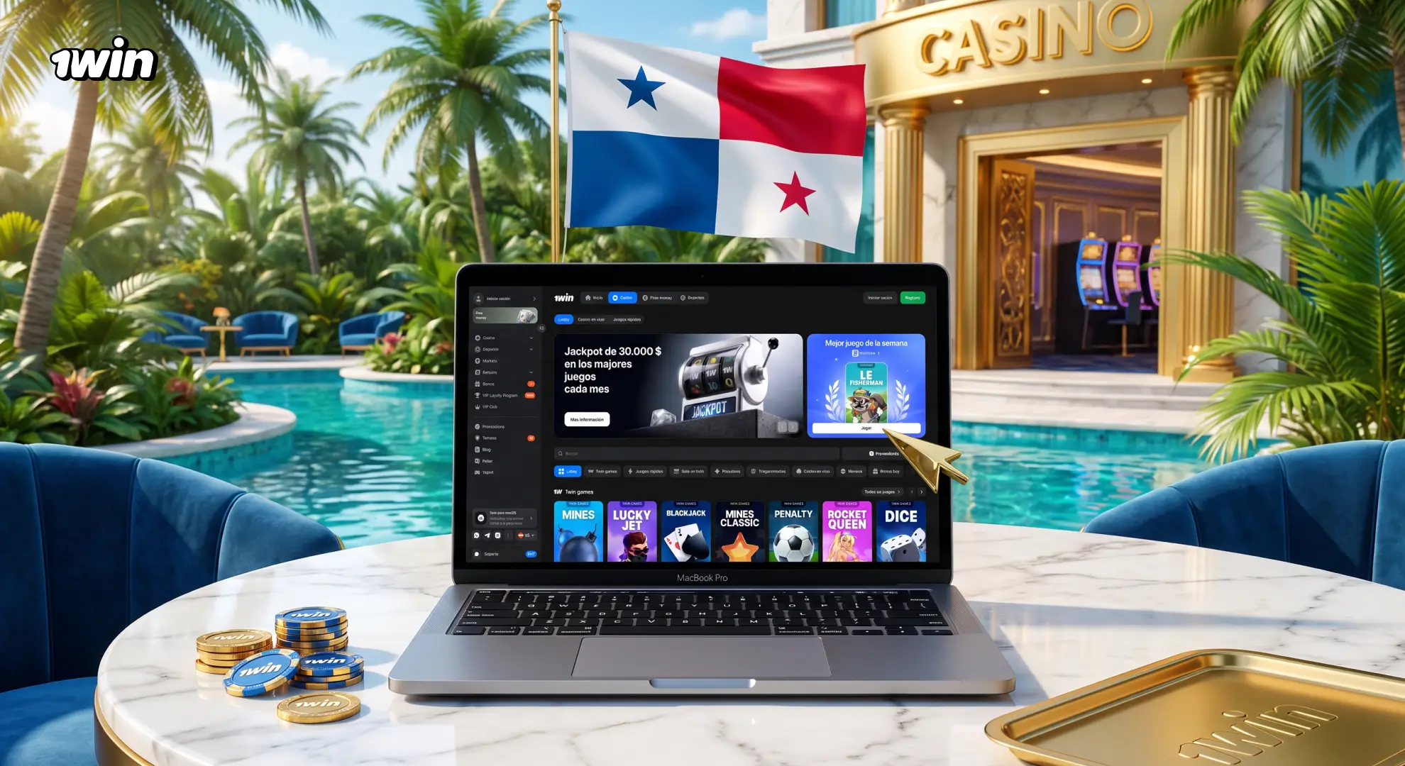 Catálogo de casino de 1win con tragamonedas y mesas en vivo